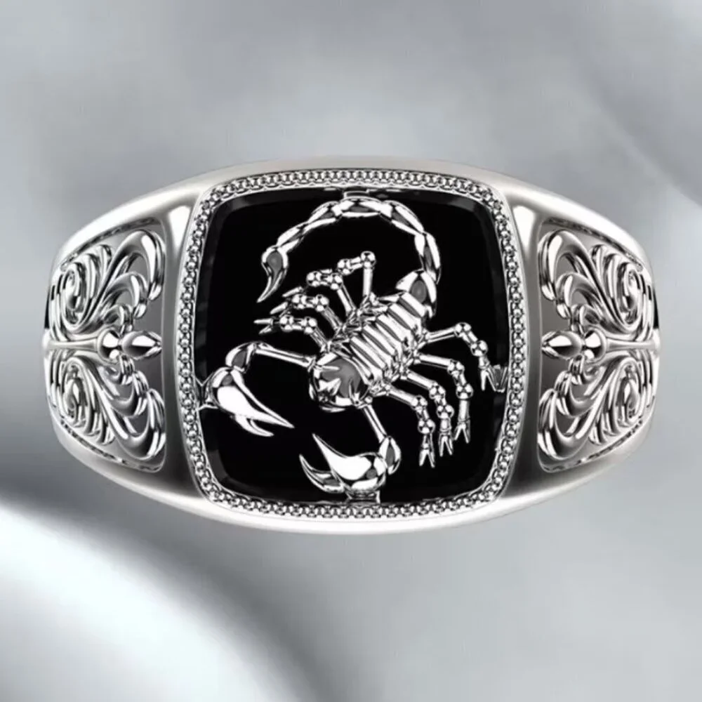 Scorpion Ring 925 Sterling Silver-Plated Men Size 11 Bold Retro Style Hip Hop